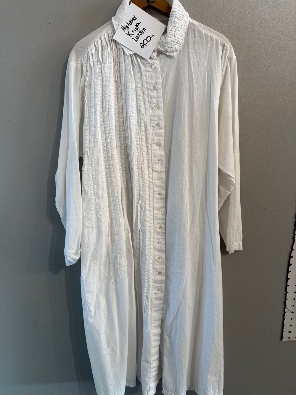 White Pintuck Long-Sleeve Button-Down Shirt - Classic Collar